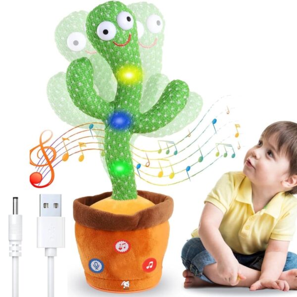 Kids Dancing Cactus Toy for Baby Boys and Girls, Talking Sunshine Cactus Toy Electronic Plush Toy Sings